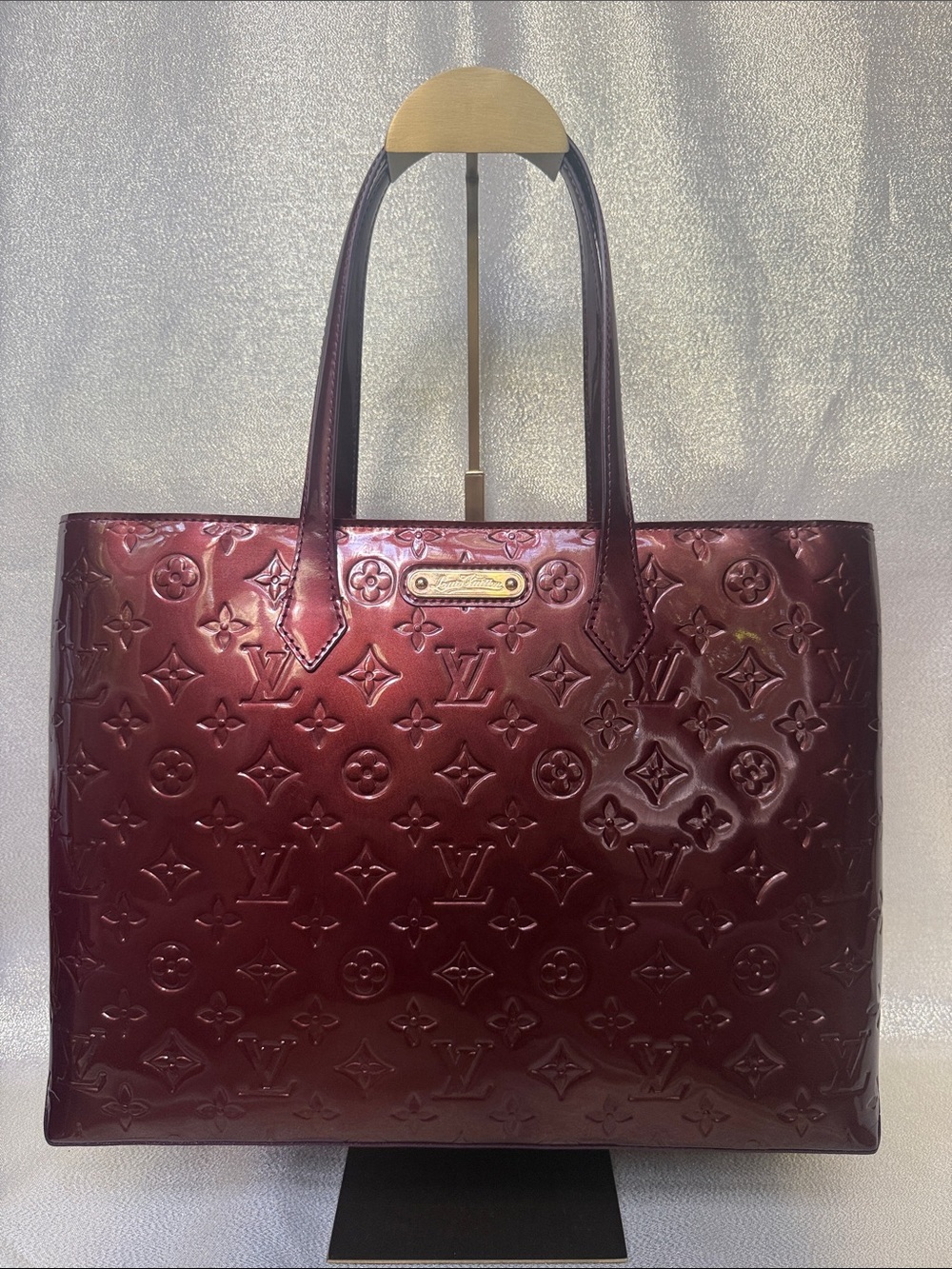 Louis Vuitton Burgundy Wilshire Embossed Monogram Tote